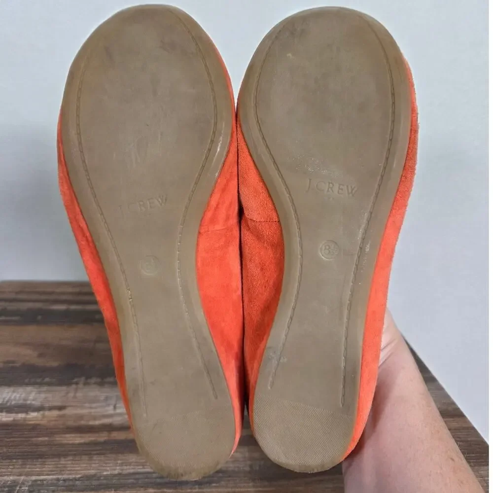 J. Crew CeCe Orange Suede Leather Ballet Flats Size 8.5